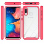 Wholesale Samsung Galaxy A20 / A30 Clear Dual Defense Hybrid Case (Hot Pink)